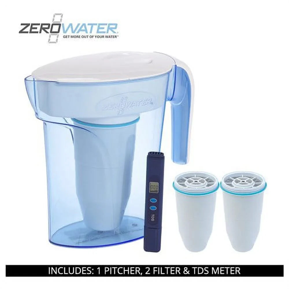 ZeroWater 7 Cup Ready-Pour Pitcher with 3 Filter & Water Quality Meter, ZP-007RP