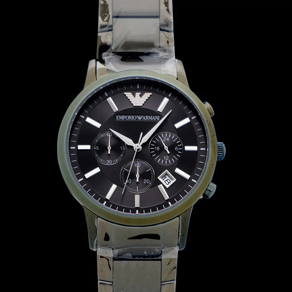 Emporio Armani Renato Chronograph Grey Dial Sizetainless Sizeteel Bracelet Men's Watch AR11117