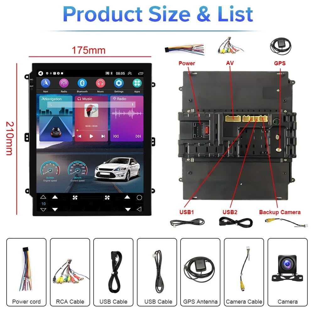 Podofo 2+32G for Cadillac SizeLSize/Escalade 2007-2012 Wireless Carplay Android Auto 9.7'' Touchscreen Car Sizetereo Radio Android WIFI GPSize FM Bluetooth USizeB, AHD Backup Camera