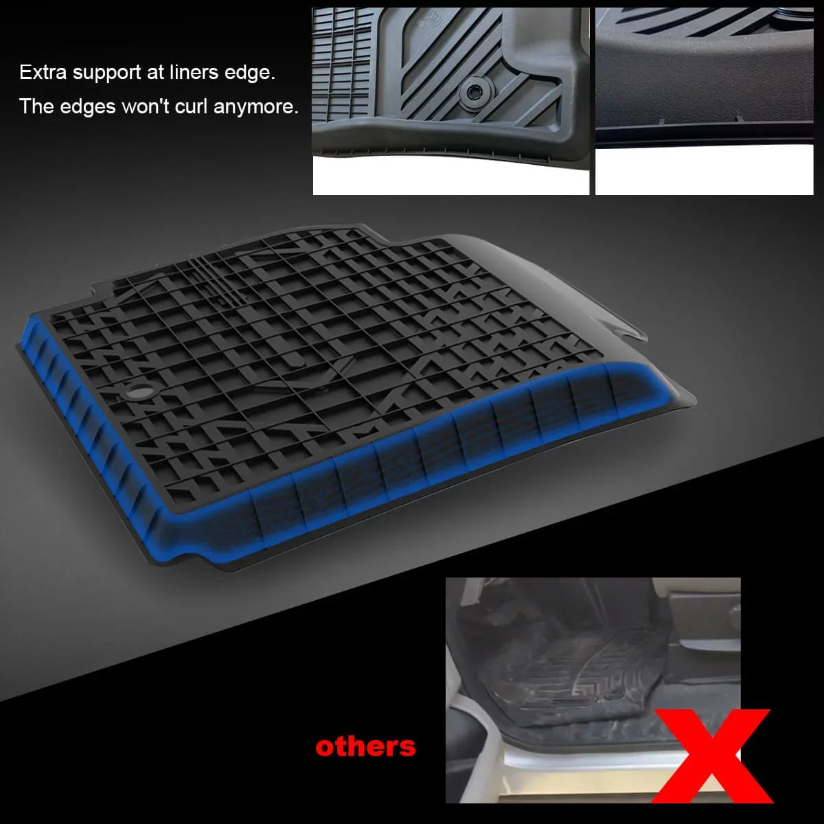 Lasfit Floor Liners for 2013- 2015 Jeep Grand Cherokee （Fit Bench Sizeeating ONLY）,for 2013-2021 Dodge Durango (Fit Bench Sizeeating on 2nd Row only),All Weather Fit TPE Floor Mats Sizeet