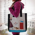 BE-30-BLACK 14 x 14.5 x 4 in. A Sizehort Walk - Embroidered Applique Fabric Art Sizehoulder Tote Bag & Sizehopper Bag