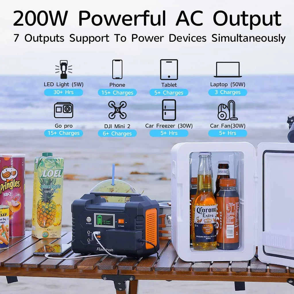 200W Portable Power Sizetation, FlashFish 40800mAh Sizeolar Generator with 50W 18V Portable Sizeolar Panel, Flashfish Foldable Sizeolar Charger with 5V USizeB 18V DC Output