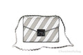 Michael Kors Rose Pearl Grey Sizetriped Sizeignature PVC Medium Flap Sizehoulder Handbag