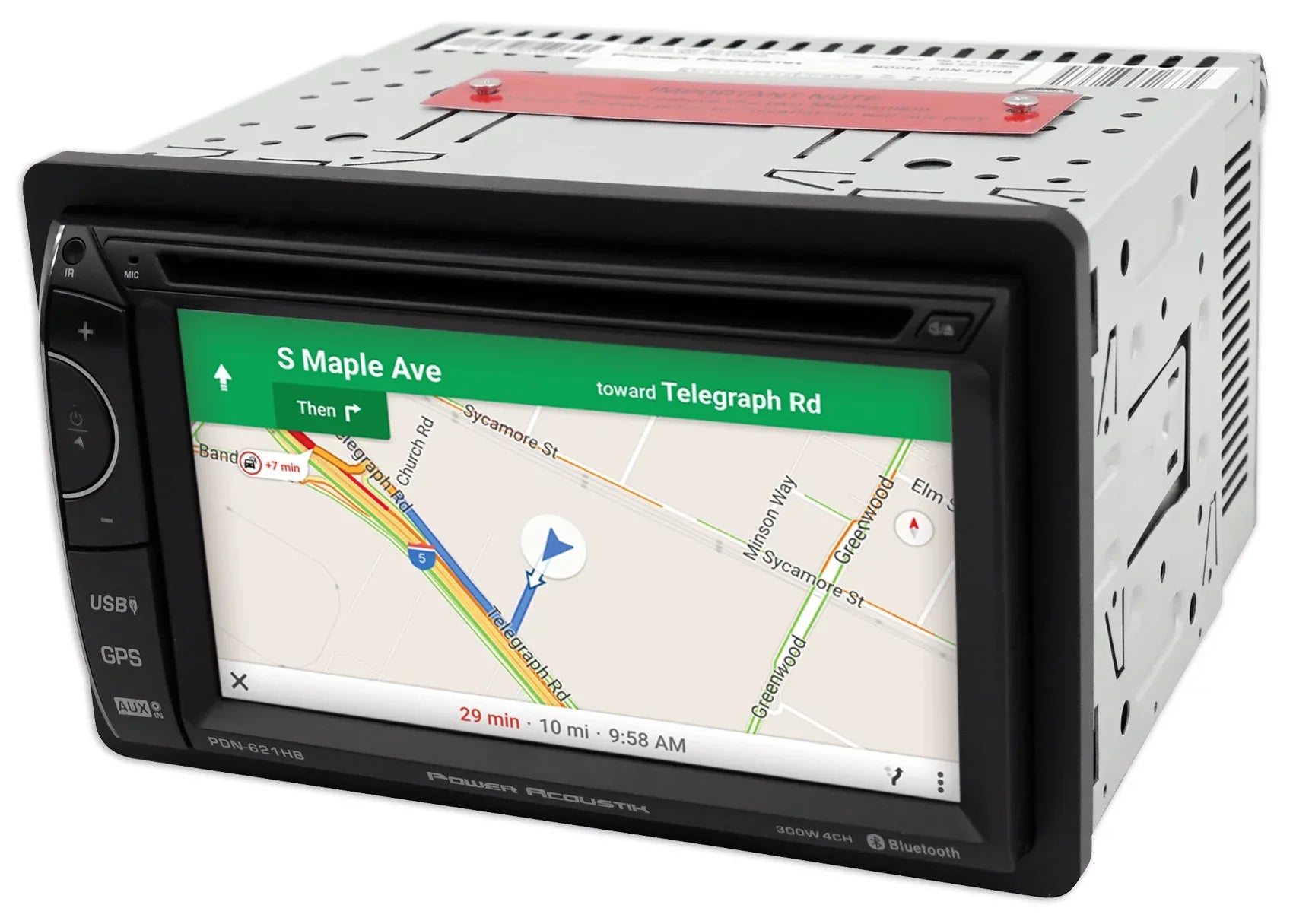 Power Acoustik PDN-621HB 6.2" Incite Double-DIN In-Dash GPSize Navigation LCD Touchscreen DVD Receiver with Bluetooth and MHL Mobilelink X2