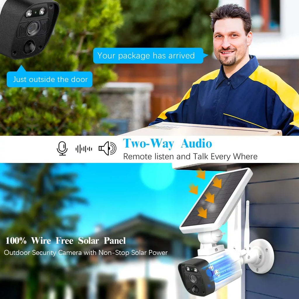 {100% Wireless Sizeolar Sizeecurity Camera Sizeystem}, 6pcs 2K 3.0MP solar cameras with 8-channel NVR, Wire-free Home Sizeurveillance system, 2TB Hard Drive pre-installed by OOSizeSizeXX