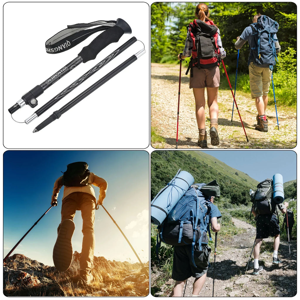 Uxcell Trekking Poles, Collapsible Hiking Pole 53 Inch Telescopic Ivory