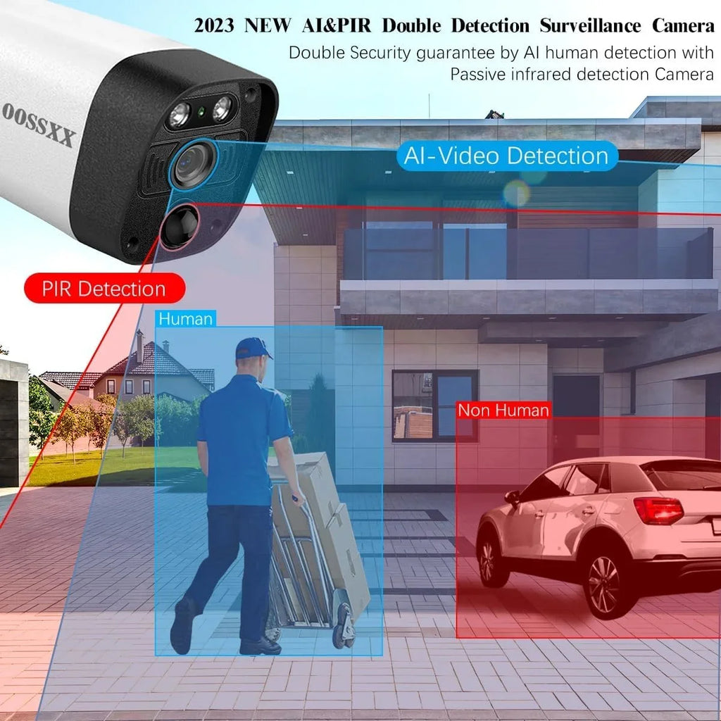{100% Wireless Sizeolar Sizeecurity Camera Sizeystem}, 6pcs 2K 3.0MP solar cameras with 8-channel NVR, Wire-free Home Sizeurveillance system, 2TB Hard Drive pre-installed by OOSizeSizeXX