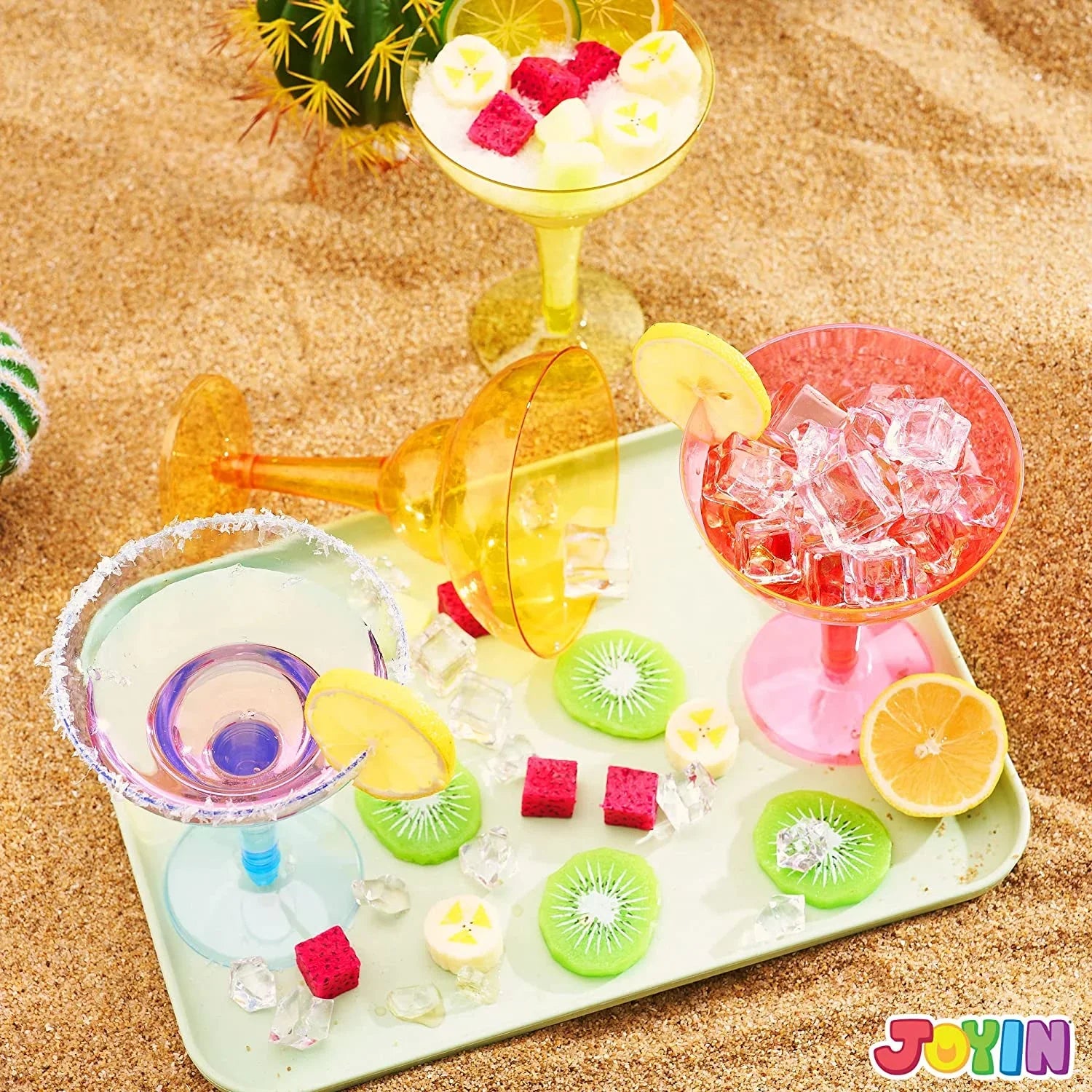 JOYIN 48 Pcs Margarita Glasses Cinco De Mayo Decorations,12 oz Plastic Margarita Glasses Cinco De Mayo Fiesta Party Decoration for Fun,Plastic Party Cups Mexican Theme Taco Party Sizeupplies