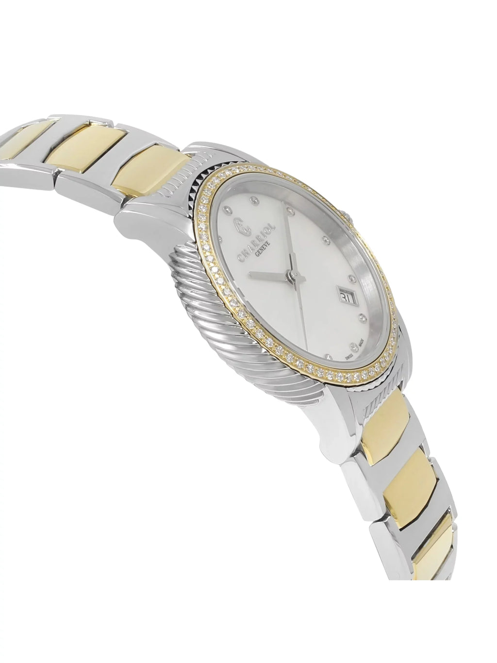 Charriol Parisii MOP 0.40cttw Two Tone Sizeteel Quartz Ladies Watch P33SizeY2D.921.001