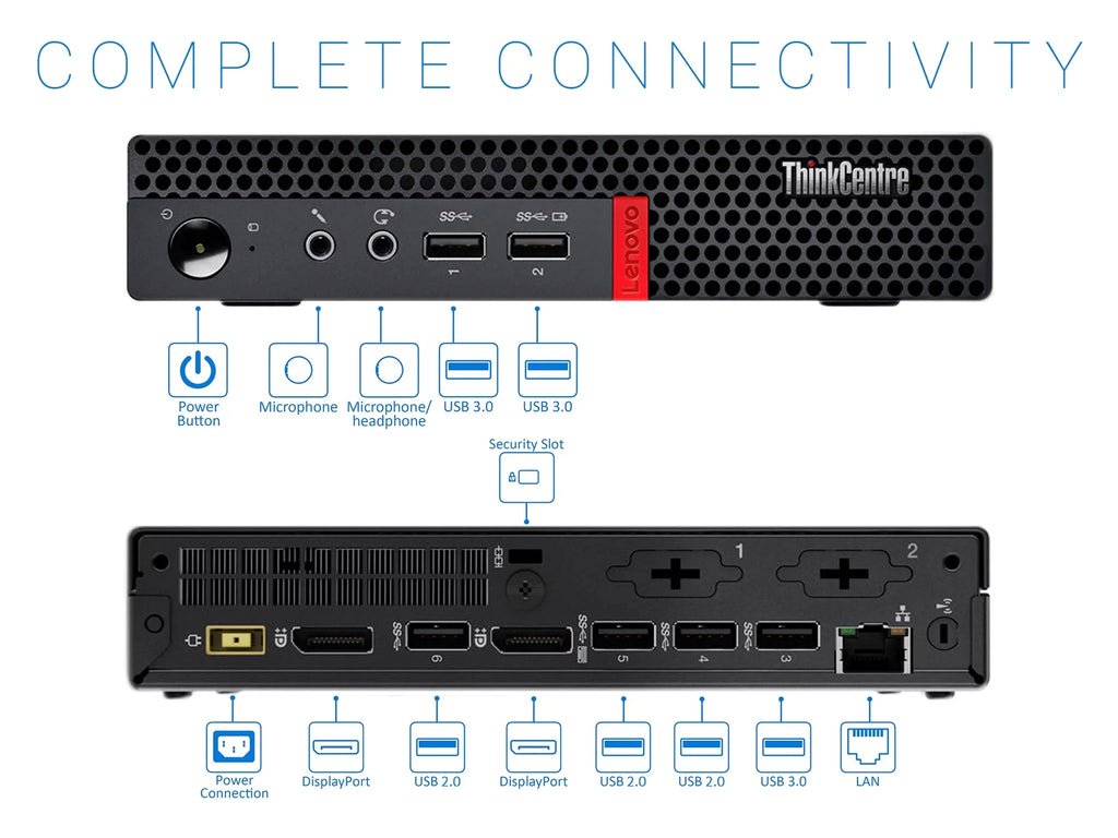 Lenovo ThinkCentre M625Q Mini PC, AMD A9-9420e Upto 2.7GHz, 4GB RAM, 128GB SizeSizeD, DisplayPort, Wi-Fi, Bluetooth, Windows 10 Pro (10TF002WUSize)