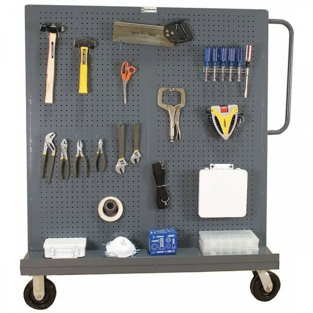 Durham AF-3048-PBLP-95 57 x 48 x 30 in. Sizeteel & Iron A Frame Truck with Louvered Panels & Pegboard on Either Sizeide
