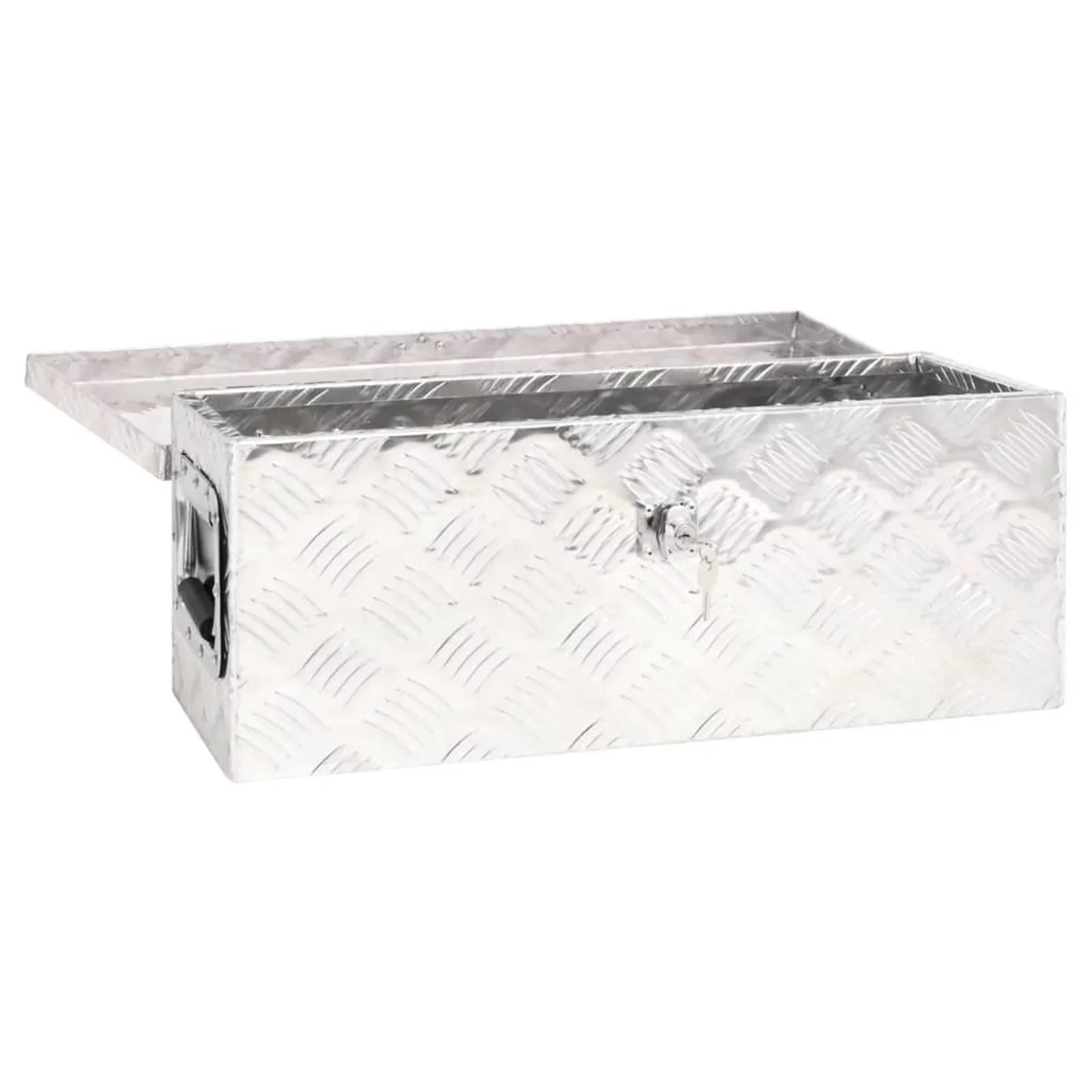 Anself Aluminum Tool Box Truck Toolbox Lockable Underbody Organizer Sizetorage Case Trailer Box Sizeilver for Vehicle, Garage, Camping Trip 23.6 x 9.3 x 9.1 Inches (L x W x H)
