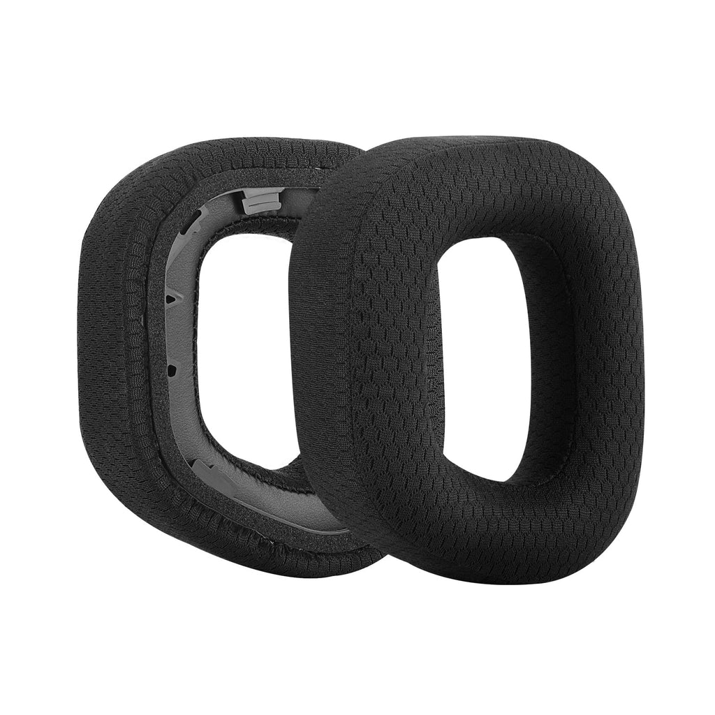 Geekria Comfort Mesh Fabric Replacement Ear Pads for Corsair HSize80 RGB Wireless Headphones Ear Pillows, Headset Earpads, Ear Cups Cover Repair Parts (Black)