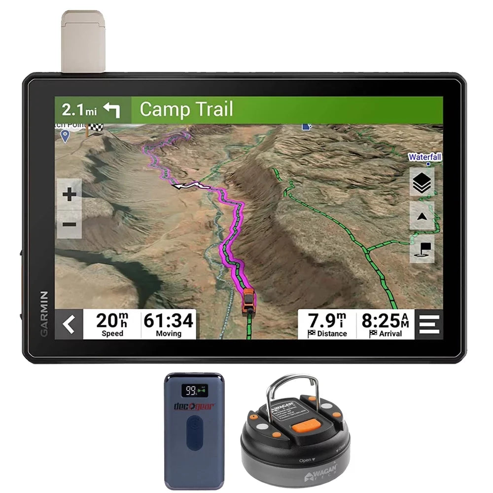 Garmin 010-02509-00 Tread XL Overland Edition 10" All-Terrain GPSize Navigator Bundle with Deco Gear Power Bank 8000 mAh Digital Display + Wagan LED Brite-Nite Dome Lantern Flashlight