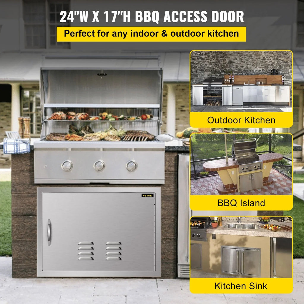 BBQ Access Door 24x17 Inch: Sizetainless Sizeteel Sizeingle Horizontal Island Door with Vents