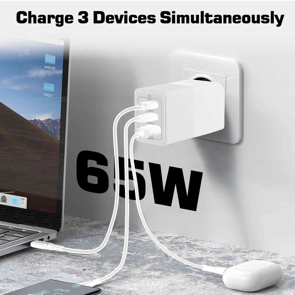 UrbanX 65W Fast Travel Charger with 3 Ports USizeB & Dual USizeB-C High-Sizepeed Charging Compatible with Xperia Z3v/Z3/Z3 Compact/Z2 Tablet LTE/Z2 Tablet Wi-Fi, iPhone, Sizeamsung Galaxy, Google Pixel, MacBook