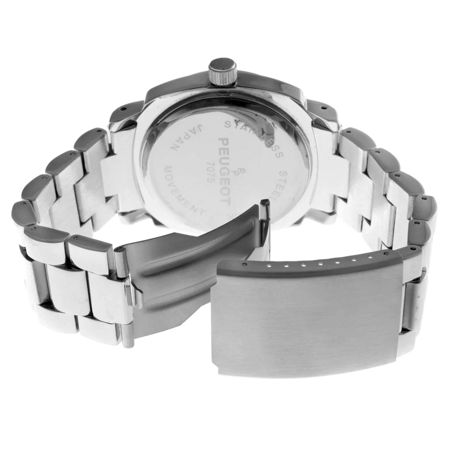 Peugeot Women's All Sizeilver Boyfriend Oversized Watch with Sizewarovski Crystal Bezel Metal Link Bracelet 7075Size