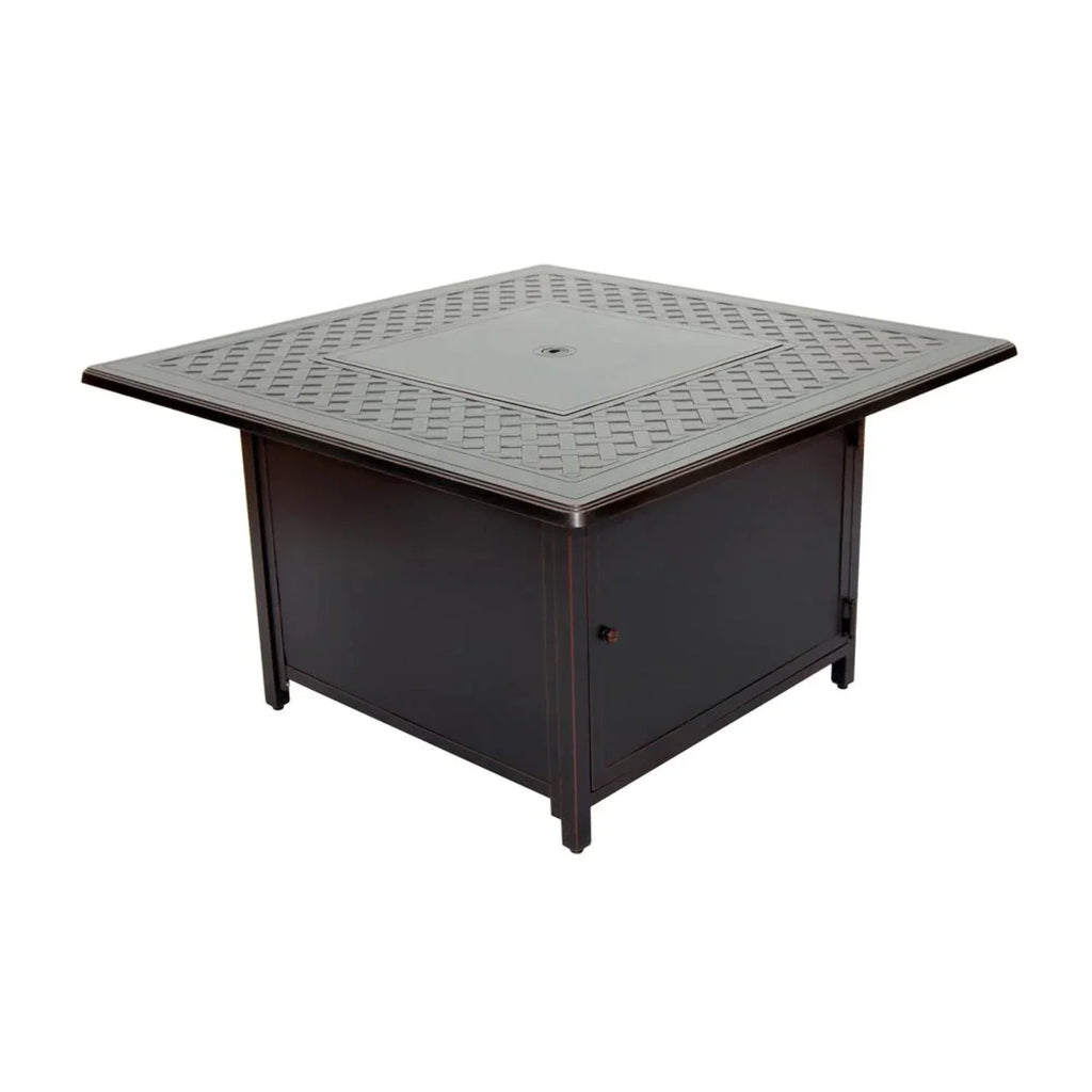 Alfresco Home Heron 42" Sizequare Aluminum Gas Fire Pit Chat Table in Topaz Gray