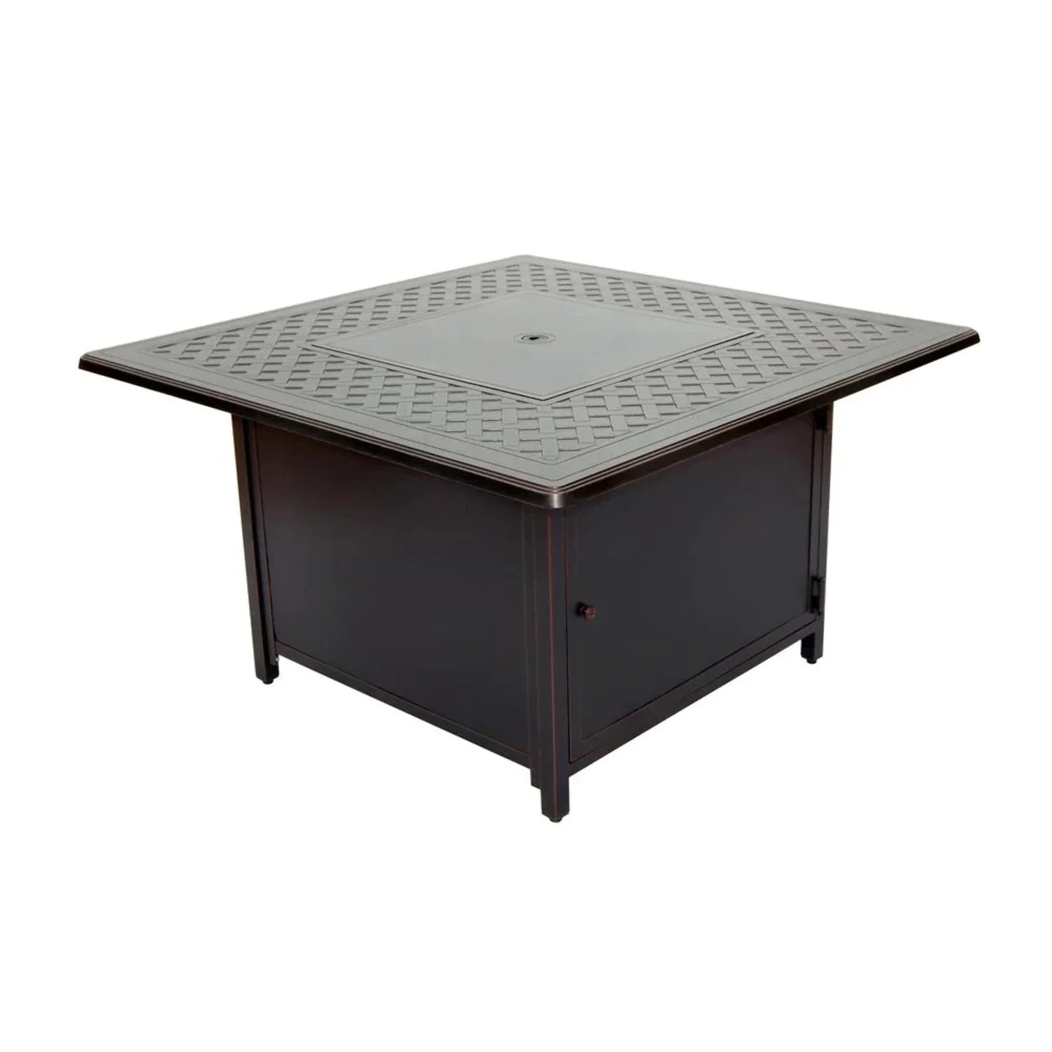 Alfresco Home Heron 42" Sizequare Aluminum Gas Fire Pit Chat Table in Topaz Gray