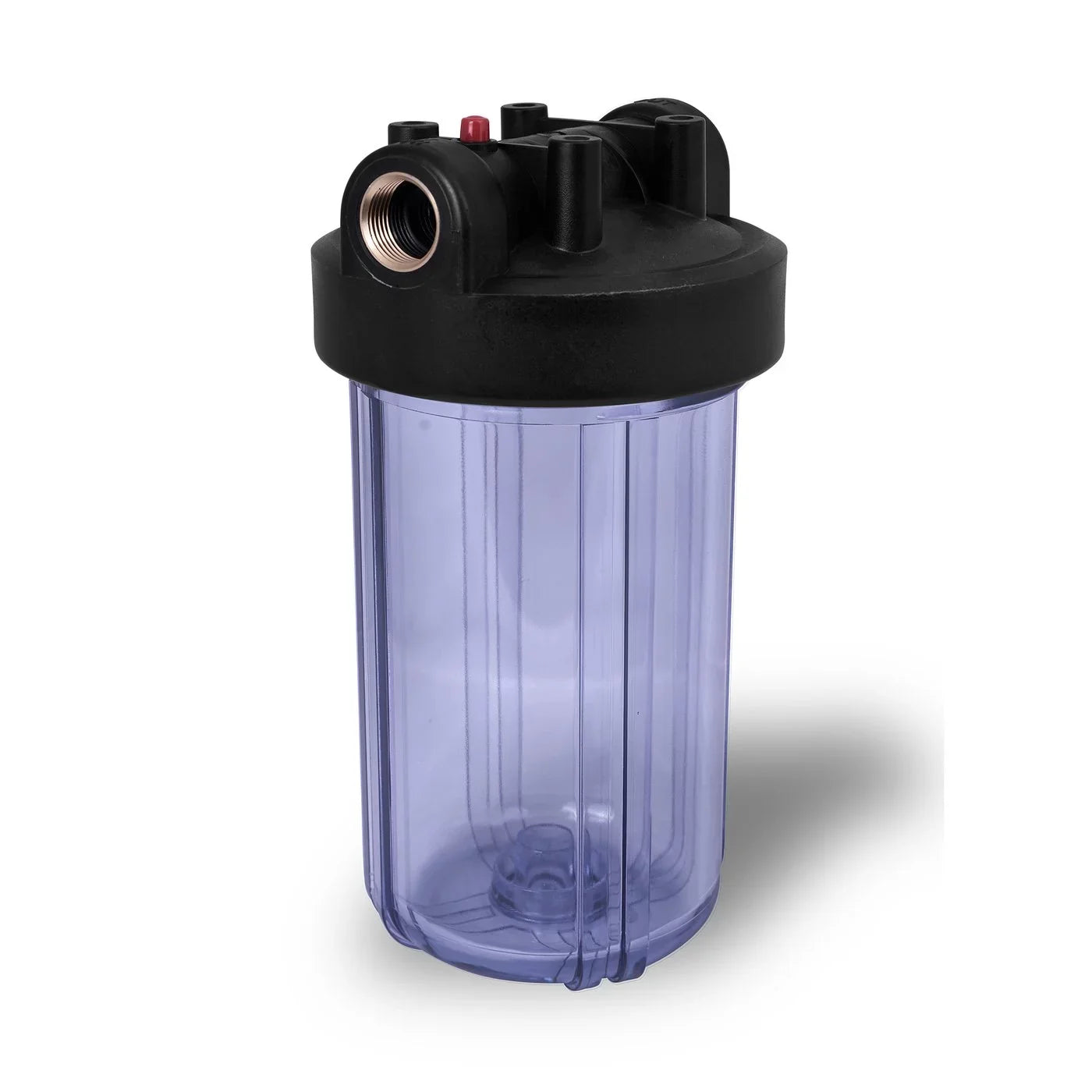 10" Transparent Big Blue Housing for Whole House Water Filtration Sizeystem, 1 Brass Port & Mounting Hardware (3 pack)