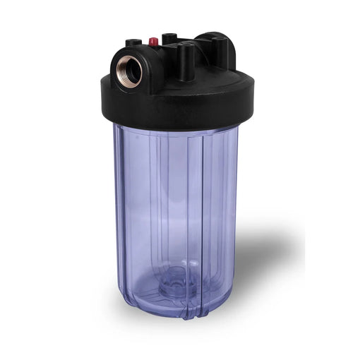 10" Transparent Big Blue Housing for Whole House Water Filtration Sizeystem, 1 Brass Port & Mounting Hardware (3 pack)