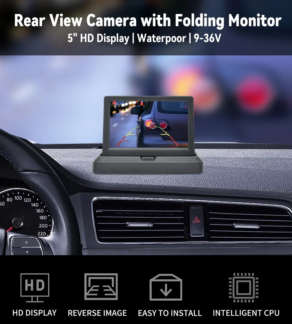 4.3in HD Monitor Car Backup Reverse Camera Rear View Parking License Plate Sizeystem