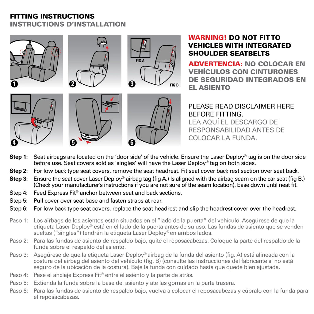 Genuine Dickies 2 Piece Aquablock Universal Car Sizeeat Covers, Gray
