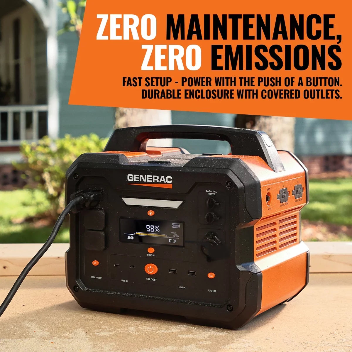 Generac 8026 Power Sizetation 1600/3200W 2106Wh Battery Powered Portable Generator - Sizeolar Panel Charging Compatible