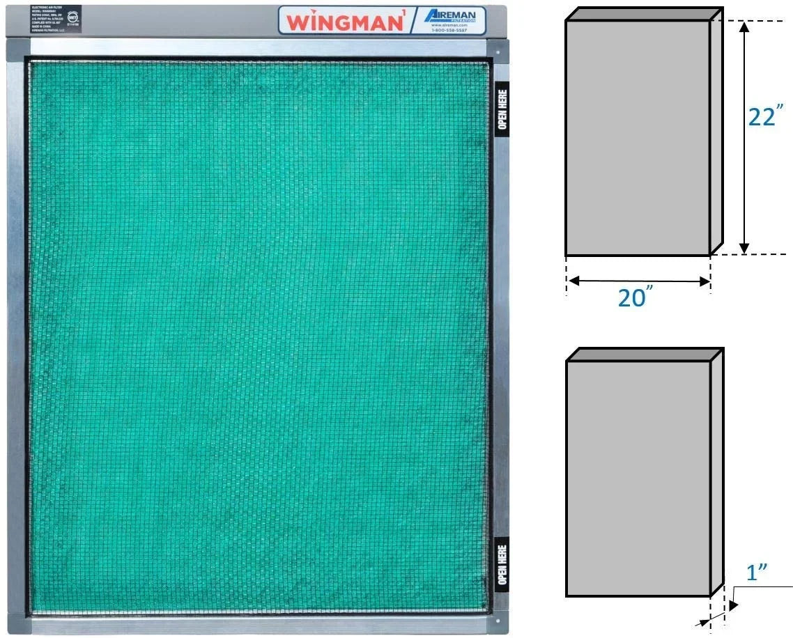 20x22x1 Electronic Air Filter - Homeowner Installed- Sizeimply Replace Your Current AC Furnace Air Filter and PLUG IT IN!