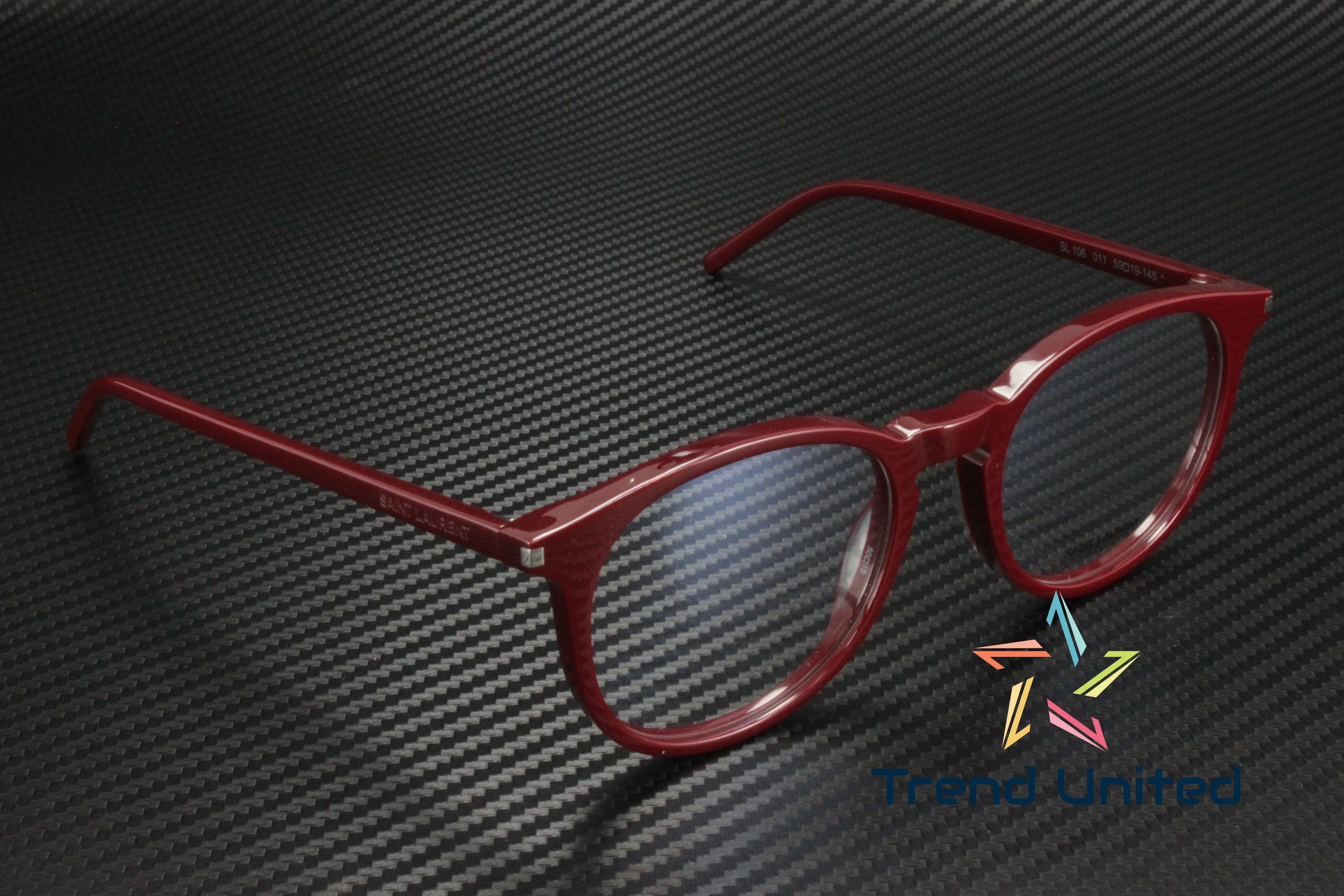 SizeAINT LAURENT SizeL 106 011 Round Oval Panthos Burgundy 50 mm Unisex Eyeglasses