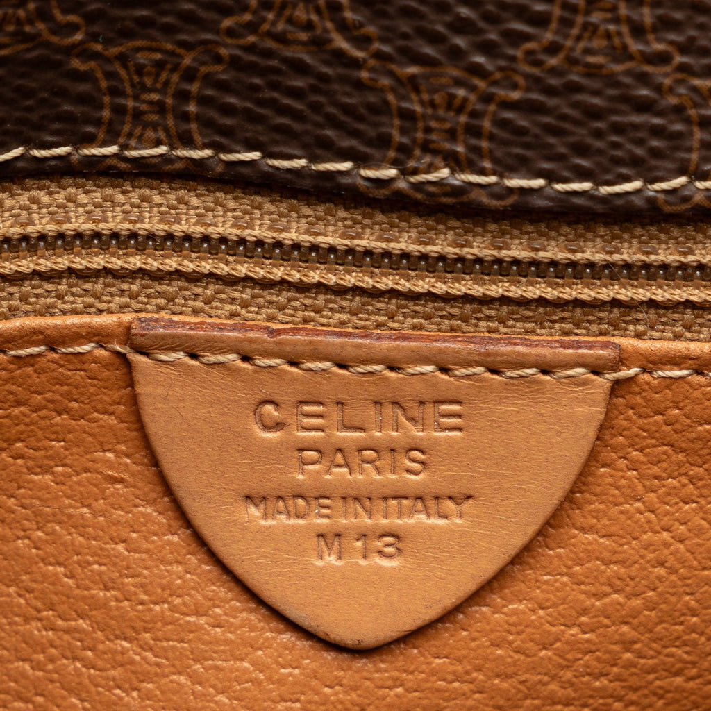 Pre-Owned Authenticated Celine Macadam Crossbody Bag Coated Canvas Fabric Brown Unisex (Good)