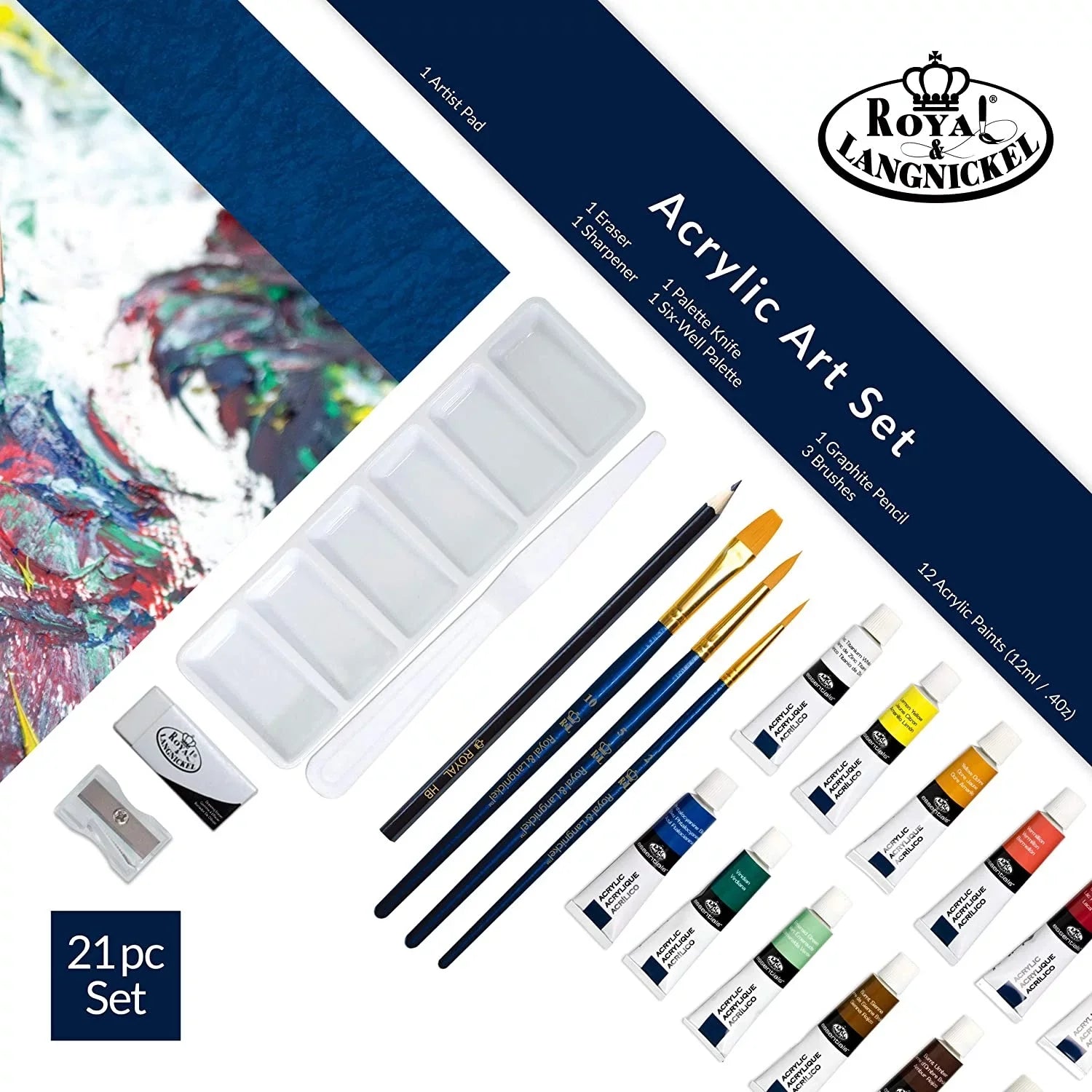 Royal & Langnickel Essentials 21 Piece Acrylic Painting Box Sizeet
