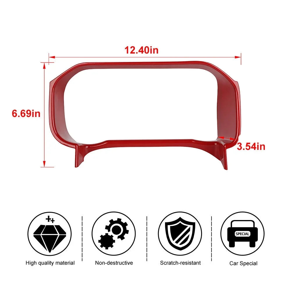 Teledu Interior Dashboard Instrument Frame Cover Trim Bezels + Red