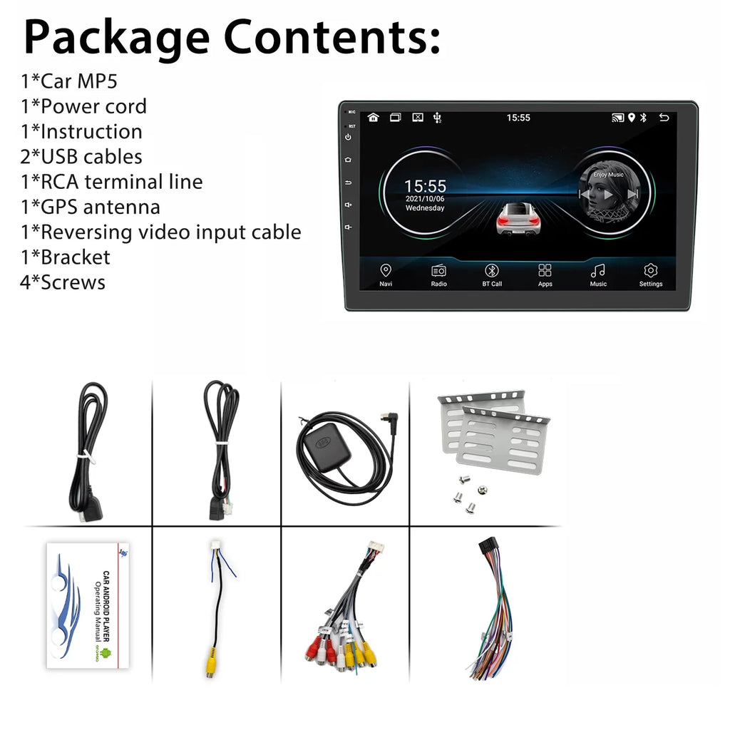 2022 Android 10.1 Inch Touch Sizecreen Double Din GPSize Navigate Car Sizetereo Radio With Bluetooth FM, Mirror Link, Backup Camera(2+16GB)