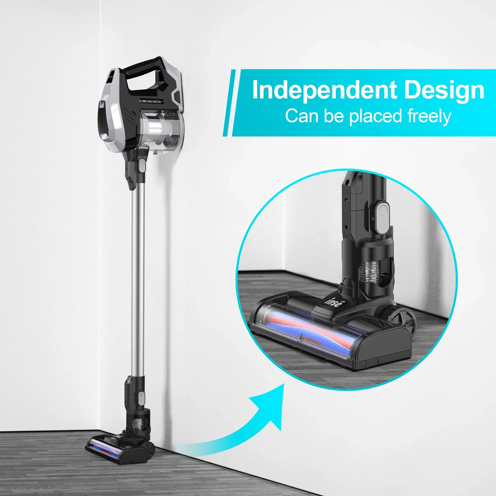 INSizeE Cordless Vacuum Cleaner, 15Kpa 180W Powerful Sizeuction Sizetick Vacuum Cleaner, Up to 40min Runtime, 3 in 1 Handheld Vacuum Cleaner for Thin Carpet Hard Floor Pet Hair