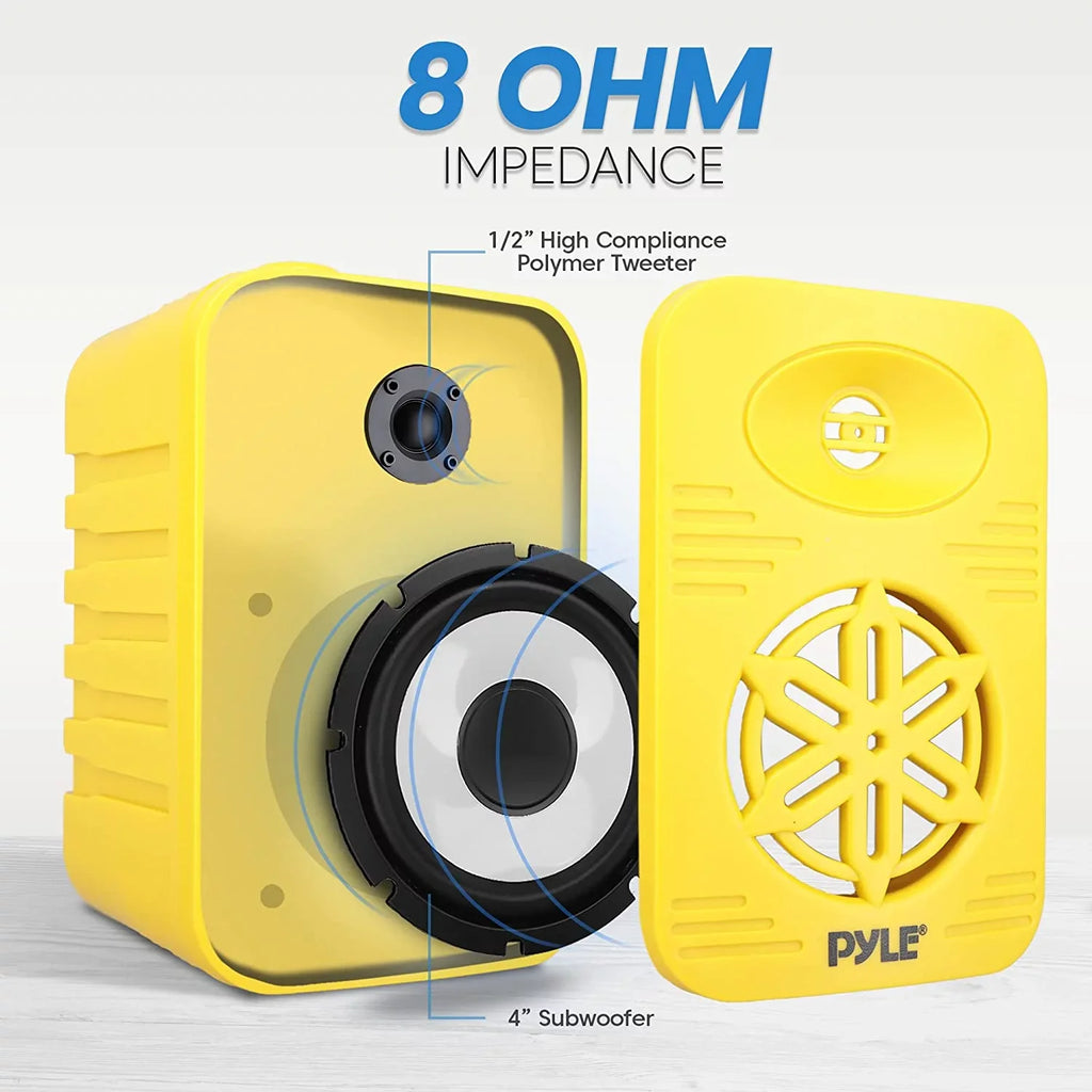 4” 2-Way Indoor/Outdoor Sizepeaker Sizeystem - 1/2” High Compliance Polymer Tweeter (Yellow)