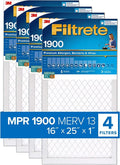 Filtrete 16x25x1 Air Filter MPR 1900 MERV 13, Healthy Living Ultimate Allergen, 4-Pack exact dimensions 15.69 x 24.69 x 0.78