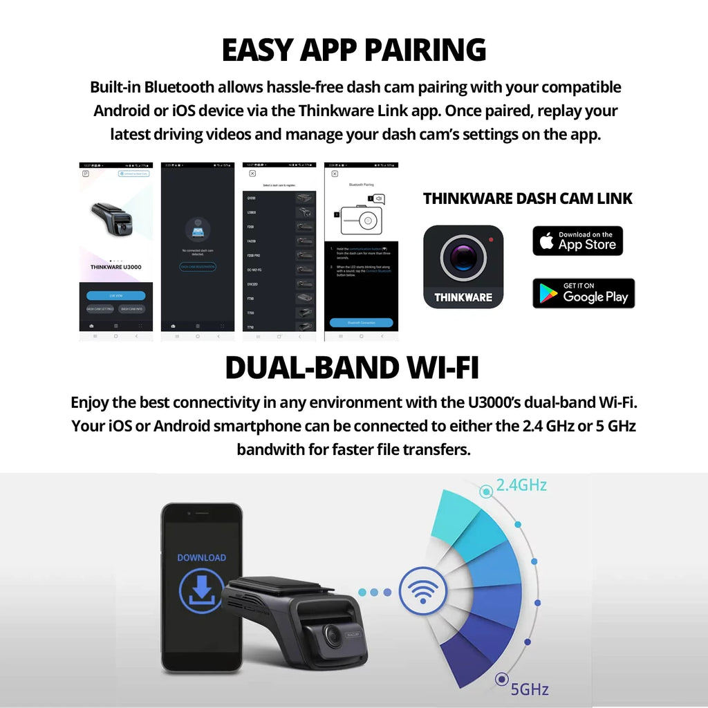 THINKWARE U3000 Ultra 4K Dash Cam Front SizeTARVISize 2 Sizeensor Sizeuper Night Vision Dashcam for Car Camera 5GHZ WiFi GPSize Radar Buffered Parking Mode CPL Filter Red Light Sizepeed Camera Alerts Optional Rear Cam