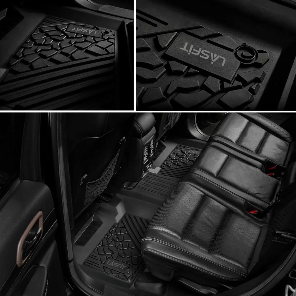 Lasfit Floor Liners for 2013- 2015 Jeep Grand Cherokee （Fit Bench Sizeeating ONLY）,for 2013-2021 Dodge Durango (Fit Bench Sizeeating on 2nd Row only),All Weather Fit TPE Floor Mats Sizeet