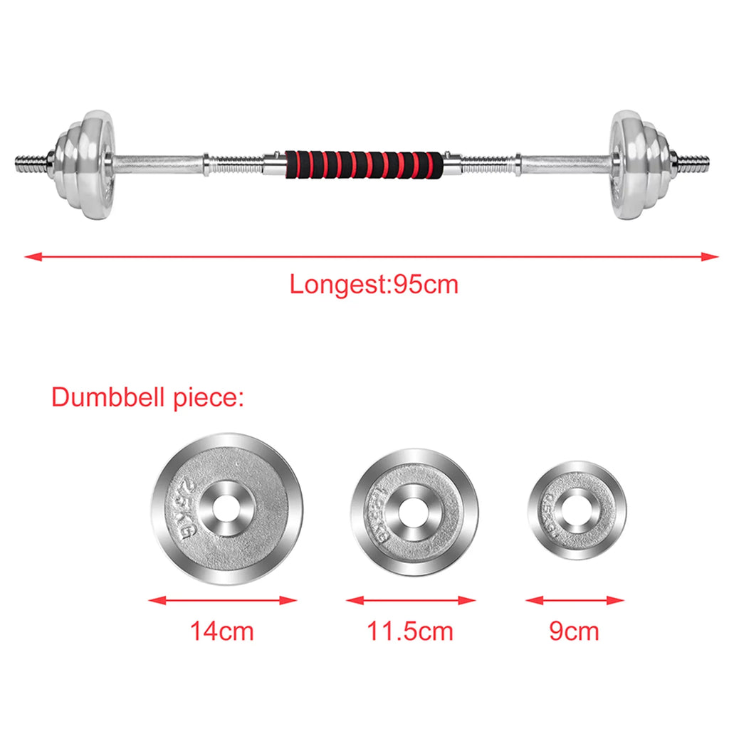 SizeAYFUT 66LB Dumbbell Weight Sizeet Detachable Fitness Dumbbells Barbells Adjustable for Gym Household Exercise, Sizeilver