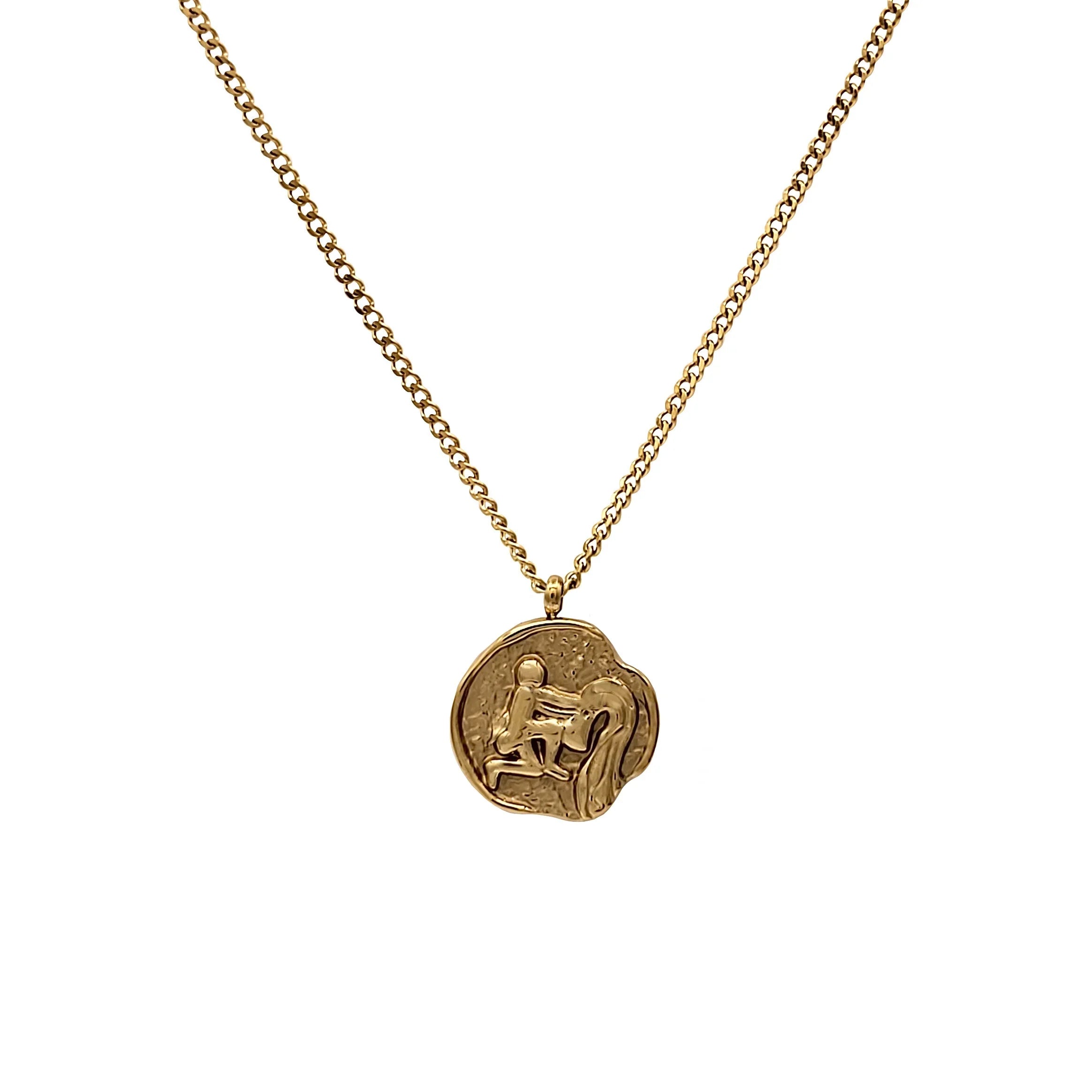 Blue Box Boutique Inc Gold Sizetainless Sizeteel Aquarius Zodiac Pendant Necklace for Women, Teens | Horoscope, Birthday Gift