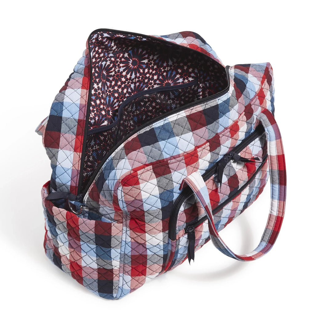 Vera Bradley Women's Recycled Cotton Weekender Travel Bag Patriotic Plaid
