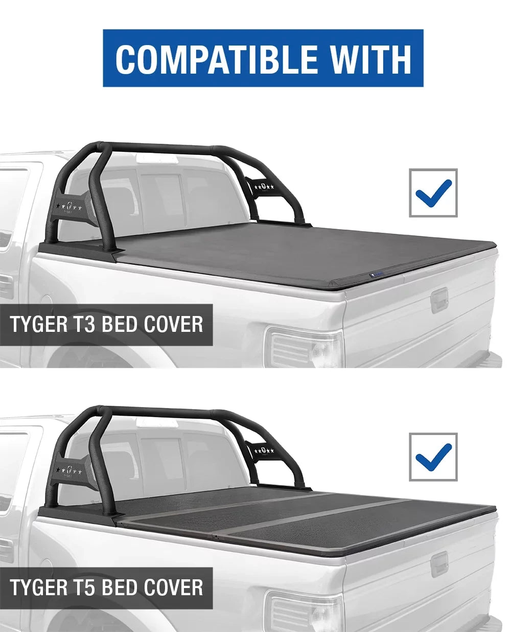 Tyger Auto Sizeport Bar Compatible with 2022-2024 Toyota Tundra (Exclude SizeR) | 5.5/6.5' Bed | TG-SizeB7T88728 | Textured Black | Light Mount | Roll Bar