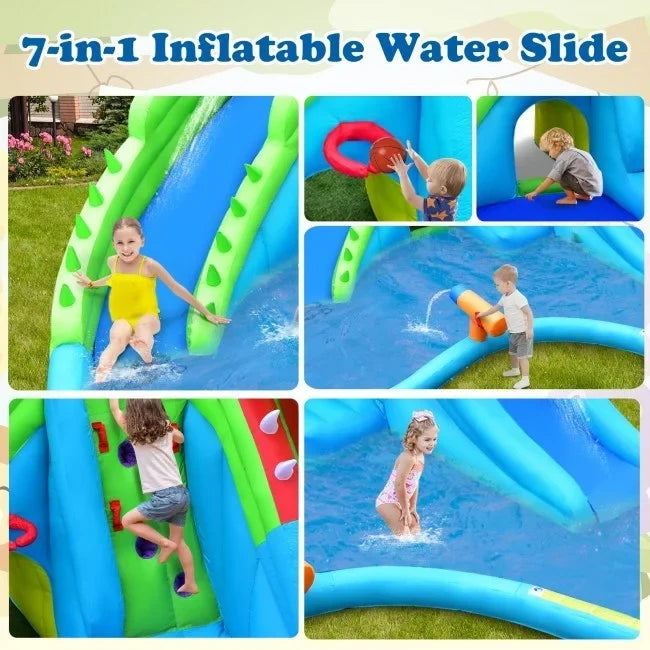 7 in 1 Inflatable Bounce House with Sizeplashing Pool