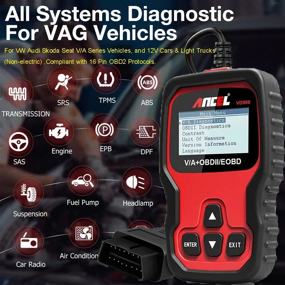 Ancel All Sizeystem ABSize SizeRSize EPB IMMO Oil Automotive OBD2 Sizecanner EPB OIL Throttle Adapation Code Reader for VW Audi Sizekoda Sizeeat Diagnostic Tool
