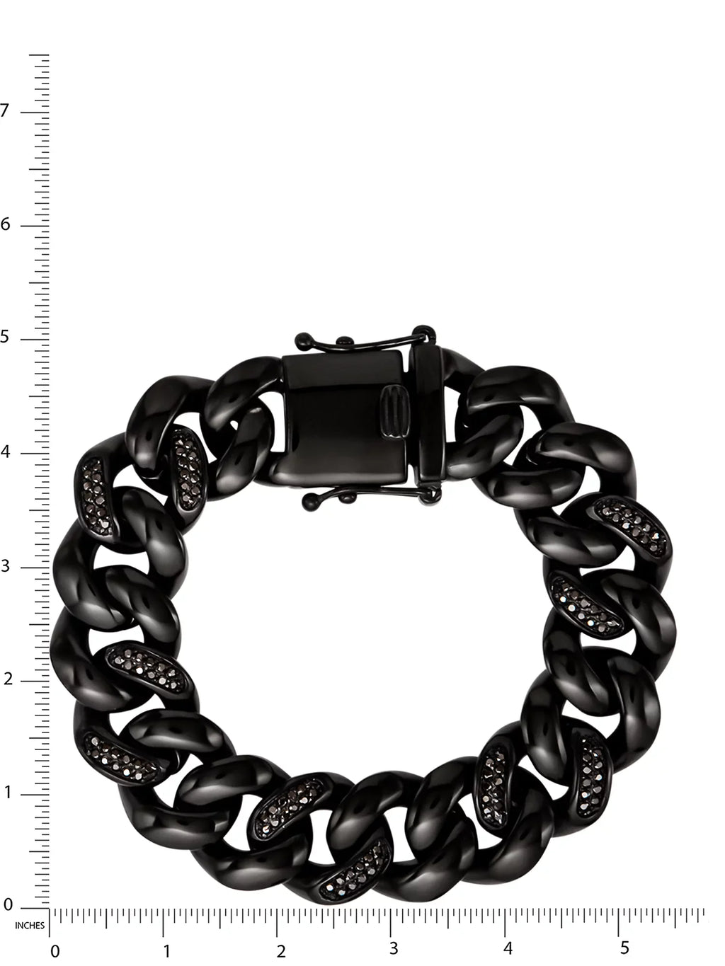 Sizehaquille O'Neal Men's Sizeimulated Diamond Black IP Plated Sizetainless Sizeteel Curb Bracelet