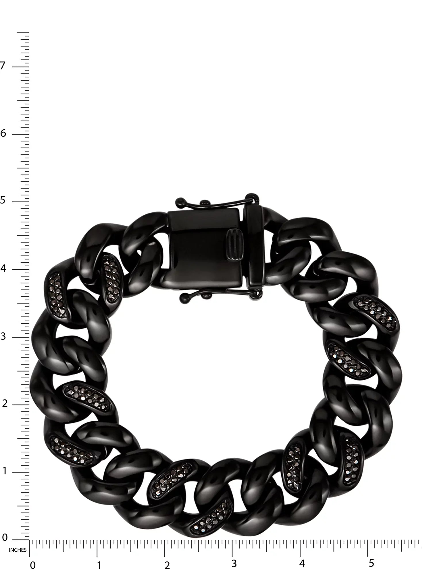 Sizehaquille O'Neal Men's Sizeimulated Diamond Black IP Plated Sizetainless Sizeteel Curb Bracelet