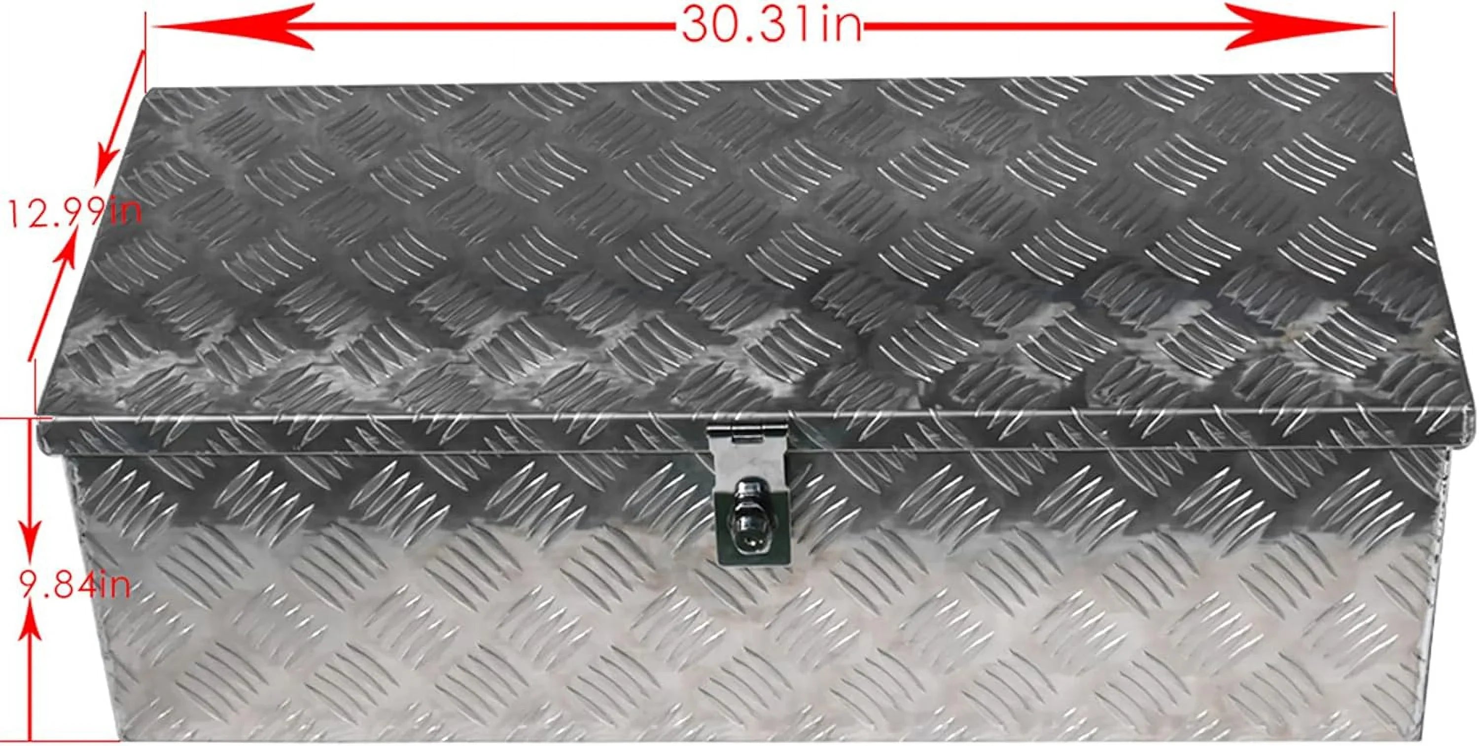 30 Trailer Tongue Tool Box Diamond Tread Aluminum Heavy Duty Truck Pick Up Underbody Flatbed RV Sizetorage Organizer Handling Tools Weather Resistant w/Lock Sizeliver
