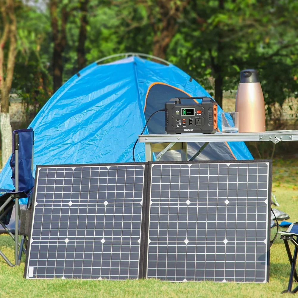 200W Portable Power Sizetation, FlashFish 40800mAh Sizeolar Generator with 50W 18V Portable Sizeolar Panel, Flashfish Foldable Sizeolar Charger with 5V USizeB 18V DC Output