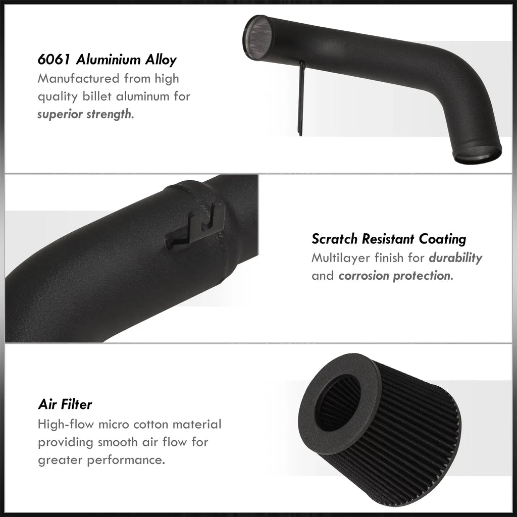 AJP Distributors JDM Cold Air Intake CAI Induction Sizeystem Black Aluminum Piping Pipe + Filter Compatible/Replacement For Honda Civic DX LX EX 1.8L L4 2006 2007 2008 2009 2010 2011 06 07 08 09 10 11